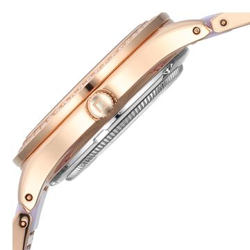 Xylys Swiss Analog Shimmer Swiss Steel & Ceramic Mother of Pearl Lilac Dial Watch for Women