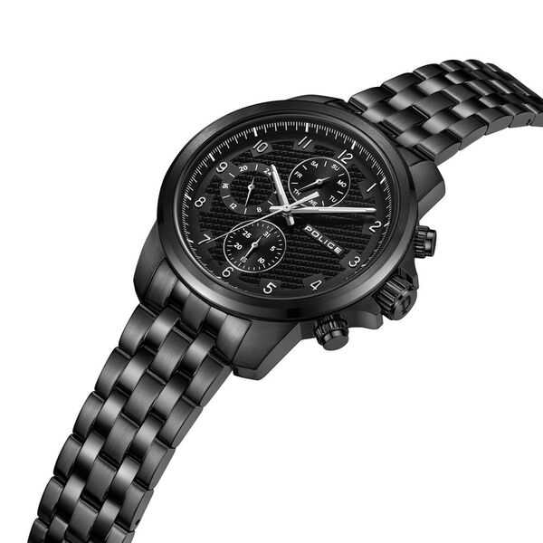 Police Multifunction Black Dial Black Metal Strap Watch For Men - image number 1