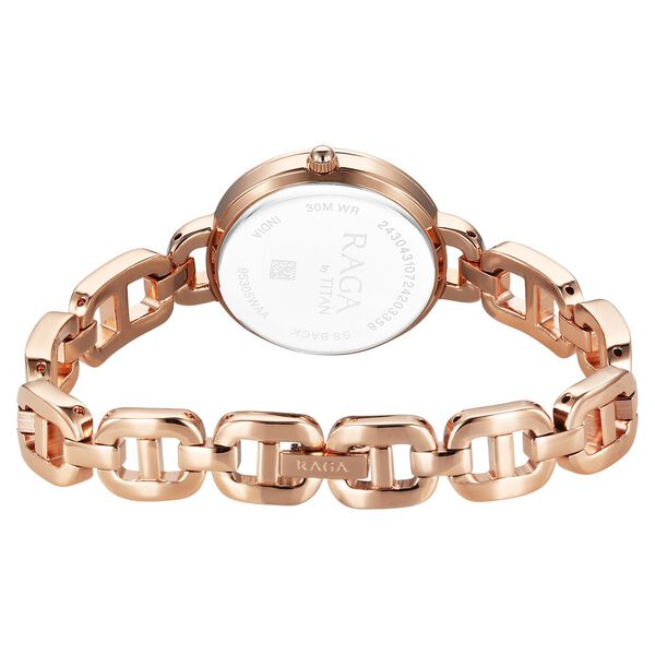 Titan Raga Showstopper Quartz Analog Rose Gold Dial Metal Strap Watch For Women - image number 4