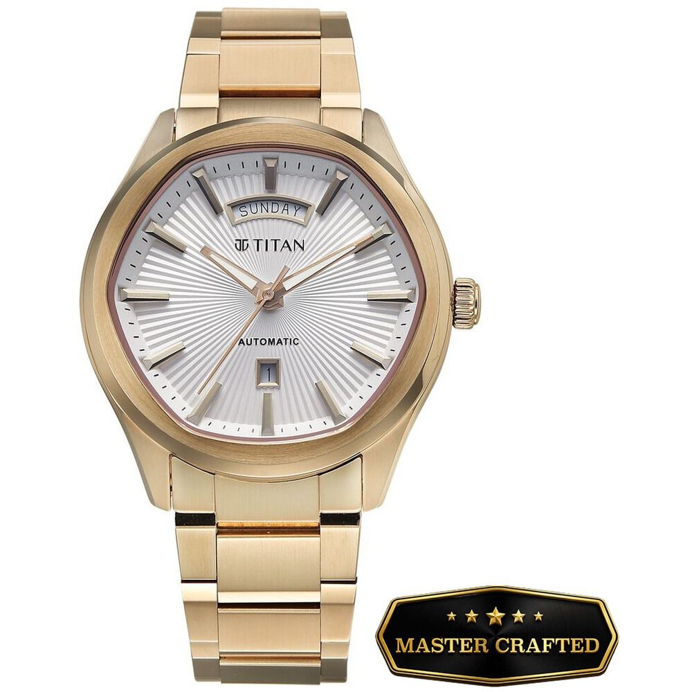 Titan Astral Concealed Automatic Analog with Silver White Dial Carnation Gold Stainless Steel Strap Watch for Men-image-27