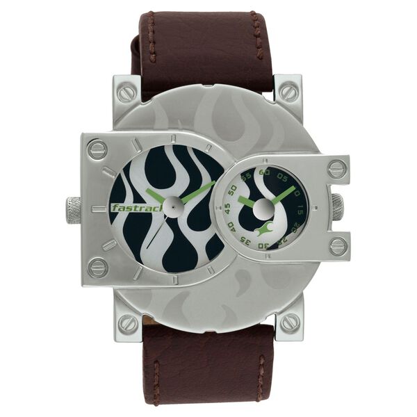 Fastrack Quartz Analog Silver Dial Leather Strap Watch for Guys - image number 0