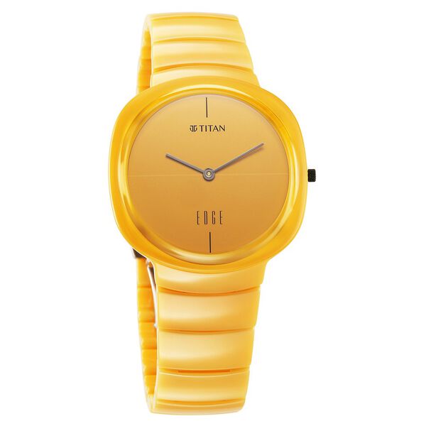Titan Squircle Camo Quartz Analog Yellow Dial Ceramic Strap Watch For Unisex - image number 1