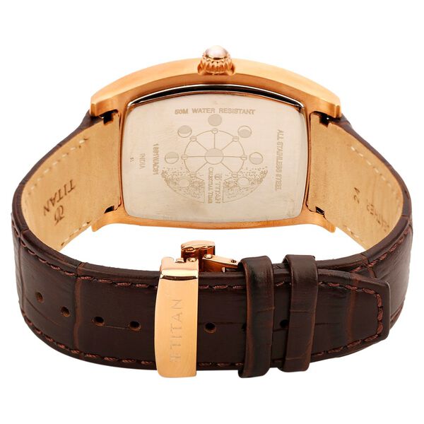 Titan Quartz Analog Moonphase White Dial Leather Strap Watch for Men - image number 2