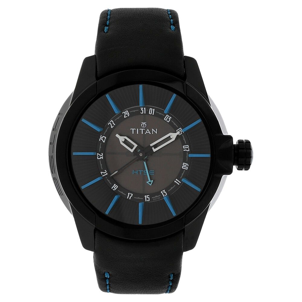 Buy Online Titan Solar Powered Black Dial Quartz Leather Strap watch for Men 1629nl02 Titan