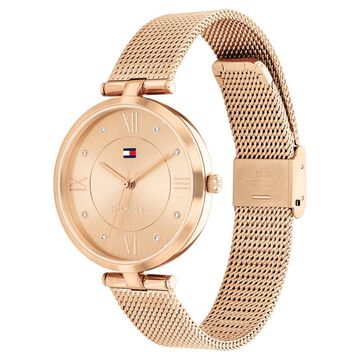 Tommy Hilfiger Quartz Analog Rose Gold Dial Rose Gold Stainless Steel Strap Watch for Women