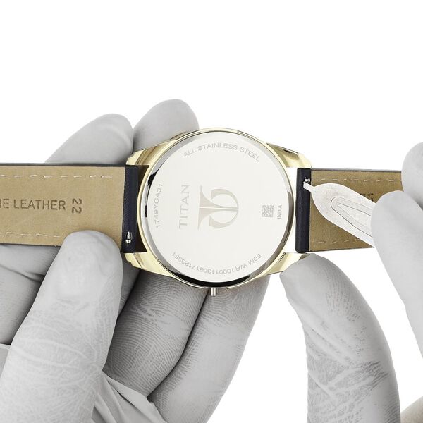 22 mm Blue Genuine Leather Strap for Men - image number 6