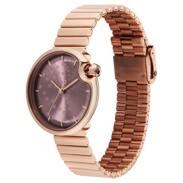 Fastrack Groove Analog with Dusty Purple Dial Rose Gold Metal Strap Watch for Girls