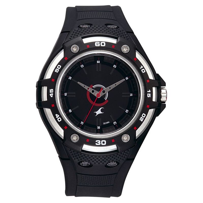Fastrack Quartz Analog Black Dial Plastic Strap Watch for Guys