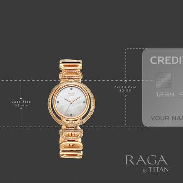 Titan Raga Glimmers Quartz Analog Mother of Pearl Dial Rose Gold Metal Strap Watch For Women