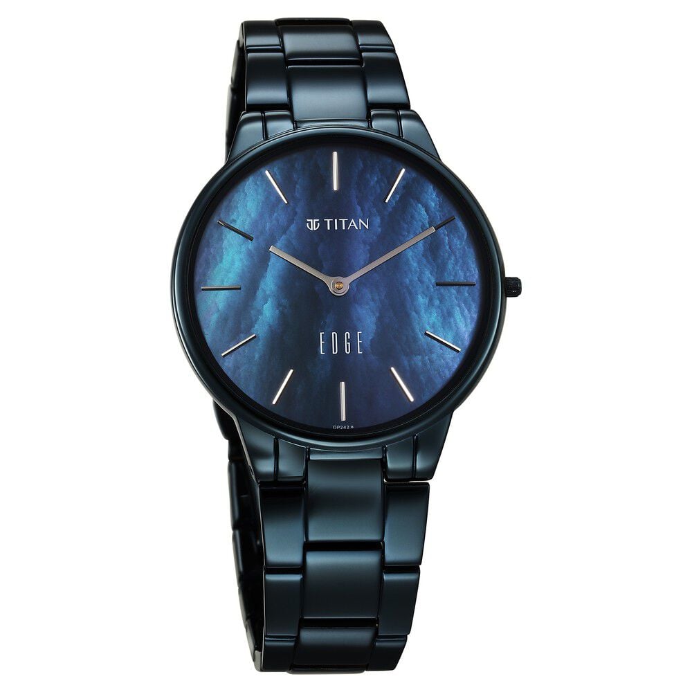Titan edge blue dial watch deals