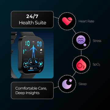 Fastrack Revoltt FS3 Smartwatch with 2.01" TFT Display,Push Button Interactions, HRM, SpO2, Sleep, Rotary Crown
