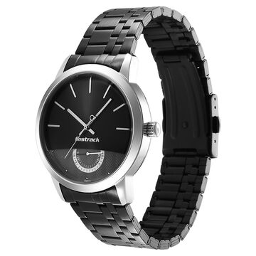 Fastrack Opulence Quartz Analog with Date Black Dial Stainless Steel Strap Watch for Guys