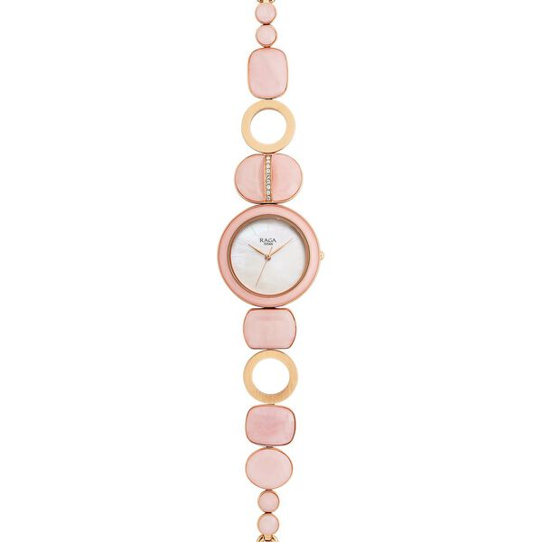 Titan Raga New You Quartz Analog Mother Of Pearl Dial Rose Quartz stone Strap Watch for Women - image number 2