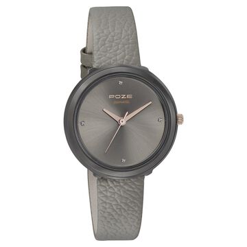 Poze by Sonata Quartz Analog Grey Dial Leather Strap Watch for Women