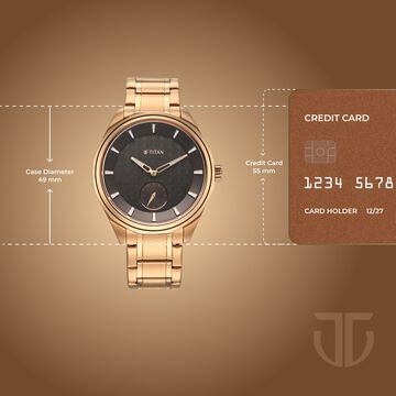 Titan Regalia Opulent Offset Second Hand Rose Gold Dial And Strap Watch For Men