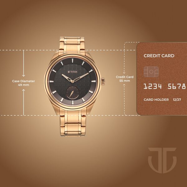 Titan Regalia Opulent Offset Second Hand Rose Gold Dial And Strap Watch For Men - image number 3