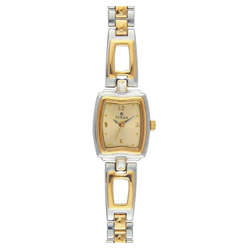 Titan Quartz Analog Champagne Dial Watch for Women