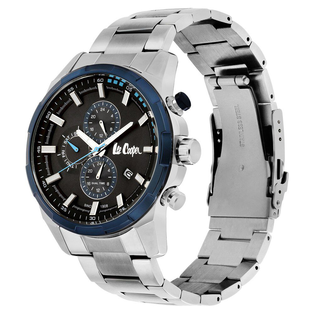 Buy Online Lee Cooper Quartz Multifunction Black Dial Stainless