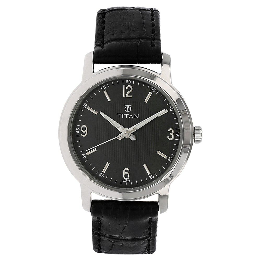 Buy Online Titan Quartz Analog Black Dial Leather Strap Watch for Women nb9885tl01 Titan