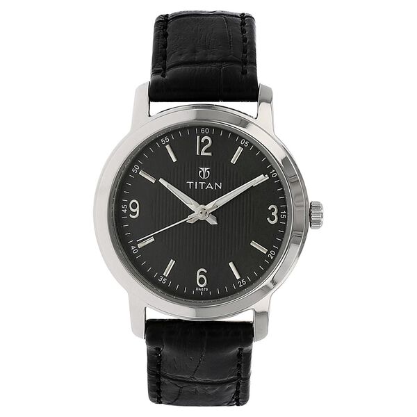 Titan Quartz Analog Black Dial Leather Strap Watch for Women - image number 0
