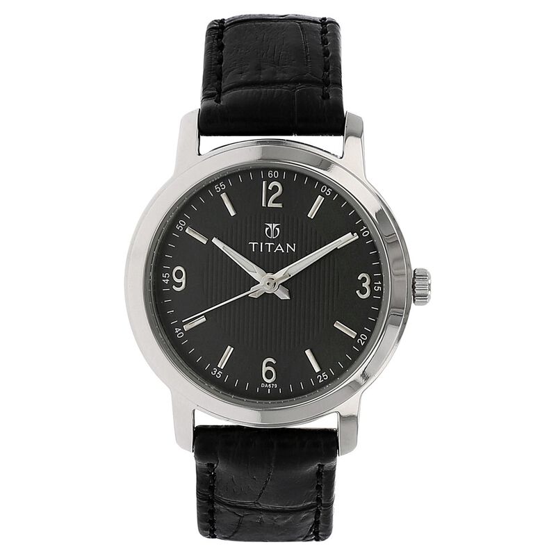 Titan Quartz Analog Black Dial Leather Strap Watch for Women