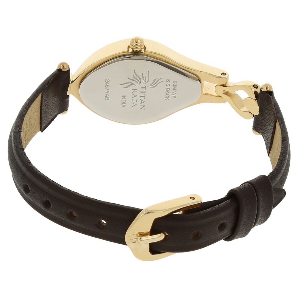 Buy Online Titan Raga White Dial Women Watch With Leather Strap nm2457yl01 Titan