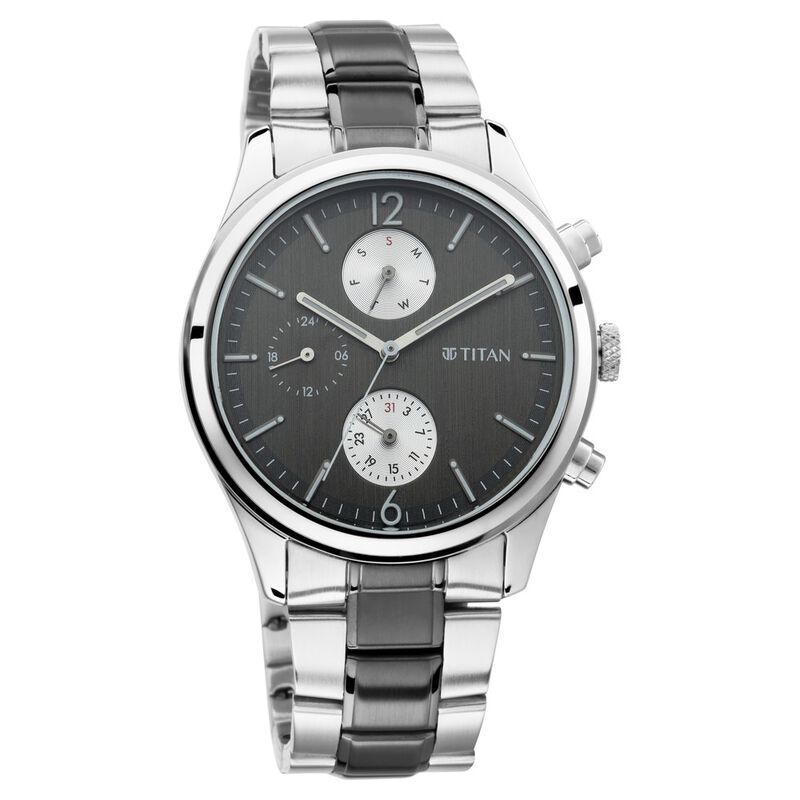 Titan Men's Metropolitan Charm: Men's Multifunctional Anthra Watch with Metallic Accents