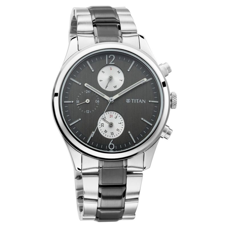 Titan Men's Metropolitan Charm: Men's Multifunctional Anthra Watch with  Metallic Accents