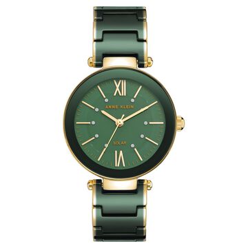 Anne Klein Quartz Analog Green Dial Green Ceramic Strap Watch For Women