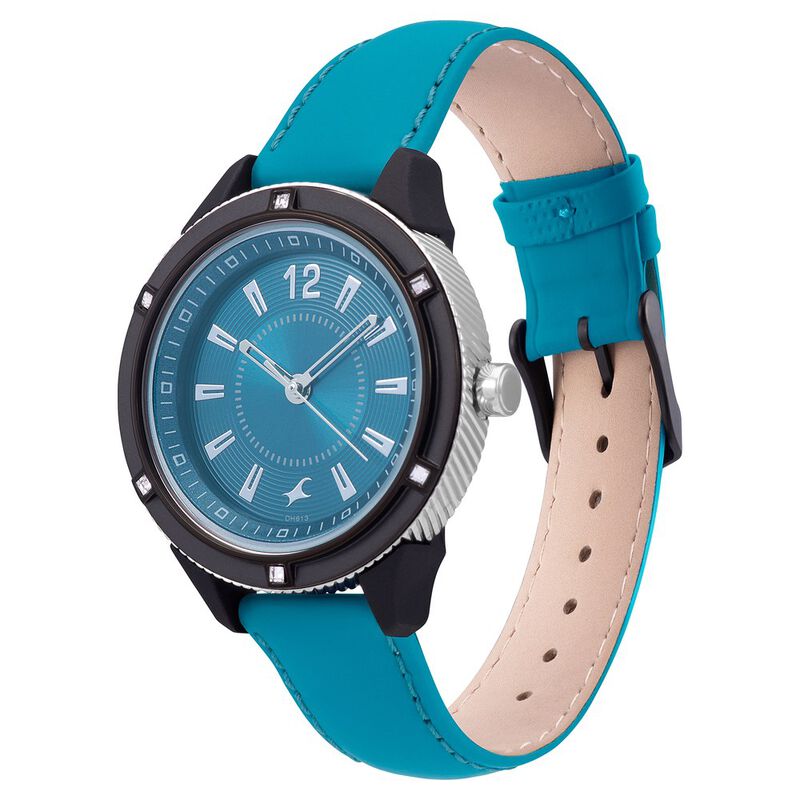 Fastrack Modular Quartz Analog Blue Dial Leather Strap Watch for Girls - image number 2