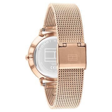 Tommy Hilfiger Quartz Multifunction Brown Dial Rose Gold Stainless Steel Strap Watch For Women