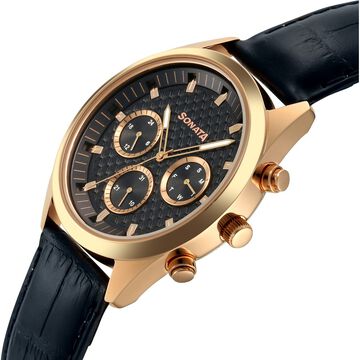 Sonata Multifunction Blue Dial Blue Leather Strap Watch For Men