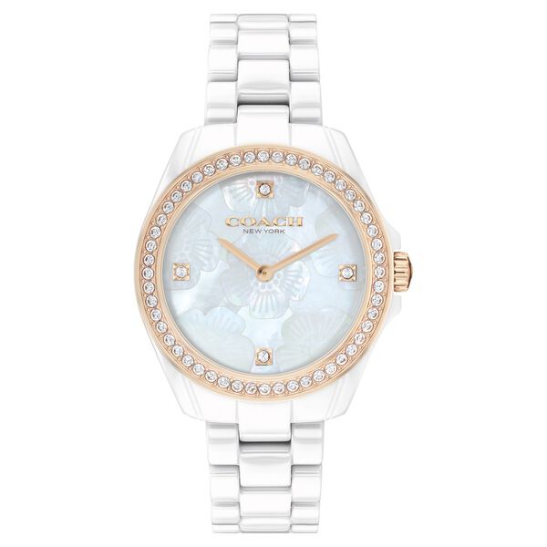 Coach Quartz Analog Mother Of Pearl Dial Ceramic Strap Watch for Women - image number 0