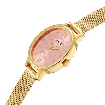 Sonata Classic�Gold Pink Dial Metal Strap Watch for Women