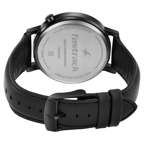 Fastrack MetaWe Quartz Analog Black Dial Leather Strap Watch For Guys - image number 4