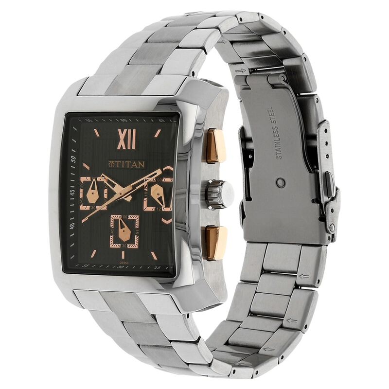 Titan Quartz Chronograph Black Dial Stainless Steel Strap Watch for Men - image number 1