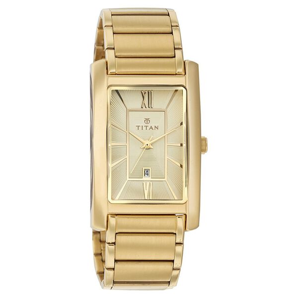 Titan Quartz Analog with Date Champagne Dial Watch for Men - image number 0
