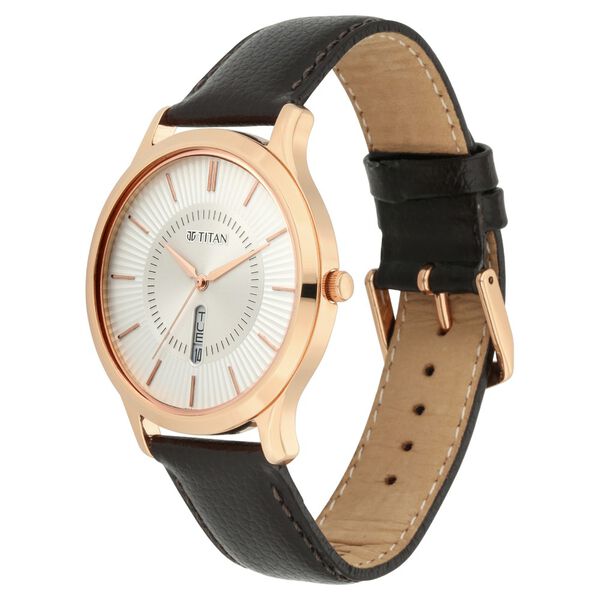 Titan Lagan White Dial Analog Day/Date Leather Strap Watch for Men - image number 2