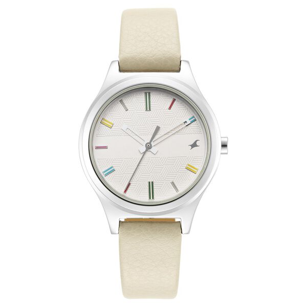 Fastrack Stunners Quartz Analog White Dial Leather Strap Watch for Girls - image number 1