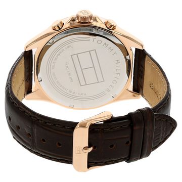 Tommy Hilfiger Quartz Chronograph White Dial Leather Strap Watch for Men