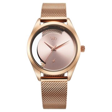 Fastrack Vyb Runway Quartz Analog Rose Gold Dial Stainless Steel Strap Watch For Girls