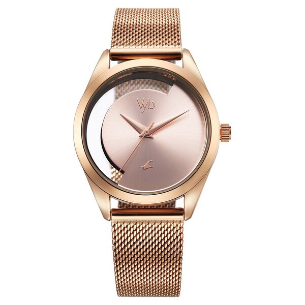 Fastrack Vyb Runway Quartz Analog Rose Gold Dial Stainless Steel Strap Watch For Girls - image number 1