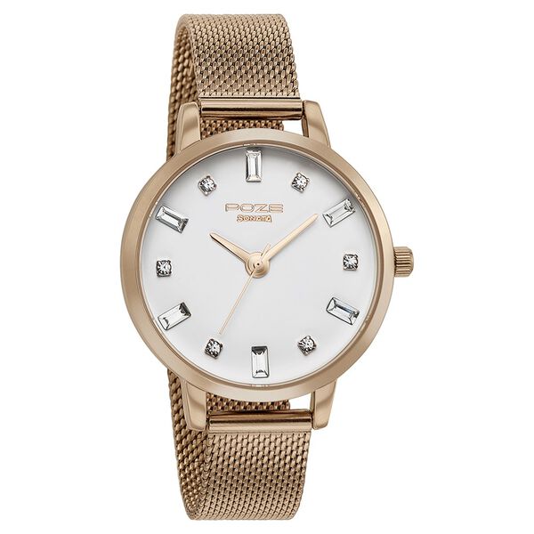 Sonata Poze Quartz Analog White Dial Mesh Strap Watch for Women - image number 2