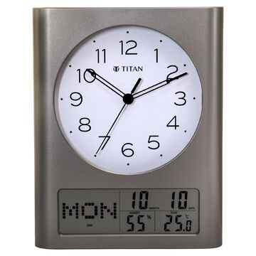 Titan Ana Digi Wall Clock - Modern Minimalist Dial and Grey LCD Panel Black Hands and Indices Decorative Wall Decor
