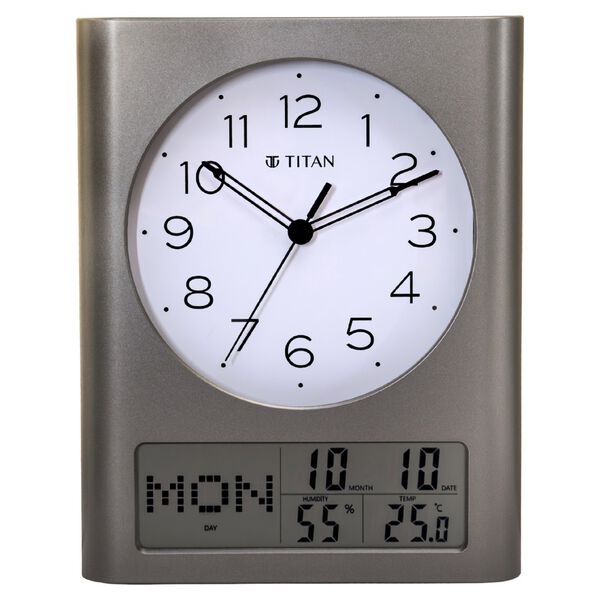 Titan Ana Digi Wall Clock - Modern Minimalist Dial and Grey LCD Panel Black Hands and Indices Decorative Wall Decor - image number 1