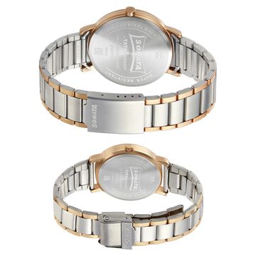 Sonata Quartz Analog with Date White Dial Metal Strap Watch for Couple