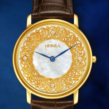 Titan Nebula Filigree Quartz Analog 18 Karat Solid Gold Watch for Men