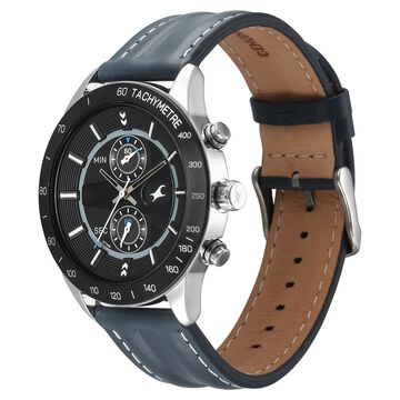 Fastrack Fastrack Overdrive Quartz Chronograph Tachymeter Black Dial Blue Leather Strap Watch For Guys