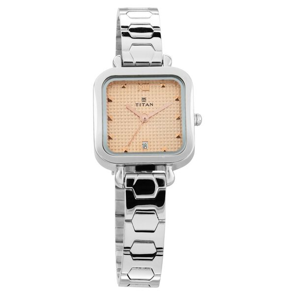 Titan Quartz Analog with Date Pink Dial Metal Strap Watch for Women - image number 0