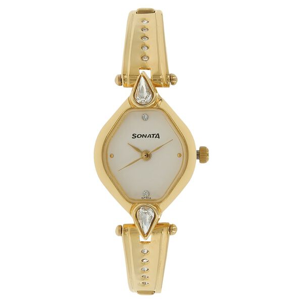 Sonata Quartz Analog White Dial Stainless Steel Strap Watch for Women - image number 0